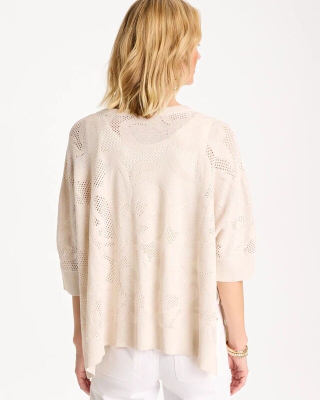 Crochet Lace Notch Neck Poncho - image 3